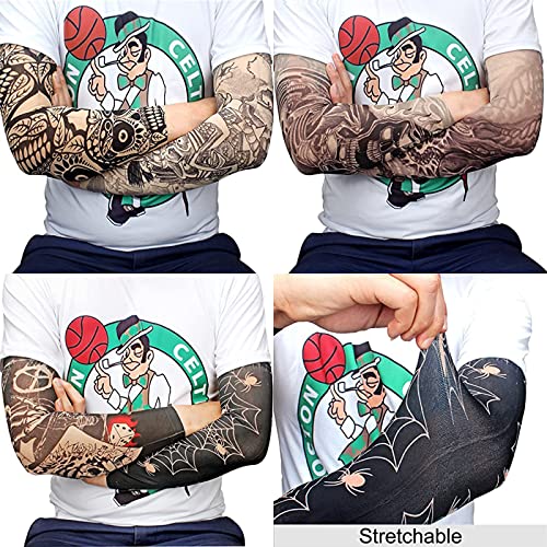 YARIEW Tattoo Sleeves for Men, 6Pcs Arm Sleeves Fake Tattoos Sleeves to Cover Arms Sun Protection Sleeves Tattoo Sleeve Covers Temporary Tattoo Sleeves for Men Halloween (Set 2) - Image 2