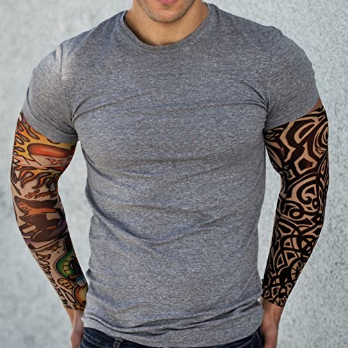 YARIEW Tattoo Sleeves for Men, 6Pcs Arm Sleeves Fake Tattoos Sleeves to Cover Arms Sun Protection Sleeves Tattoo Sleeve Covers Temporary Tattoo Sleeves for Men Halloween (Set 2) - Image 4