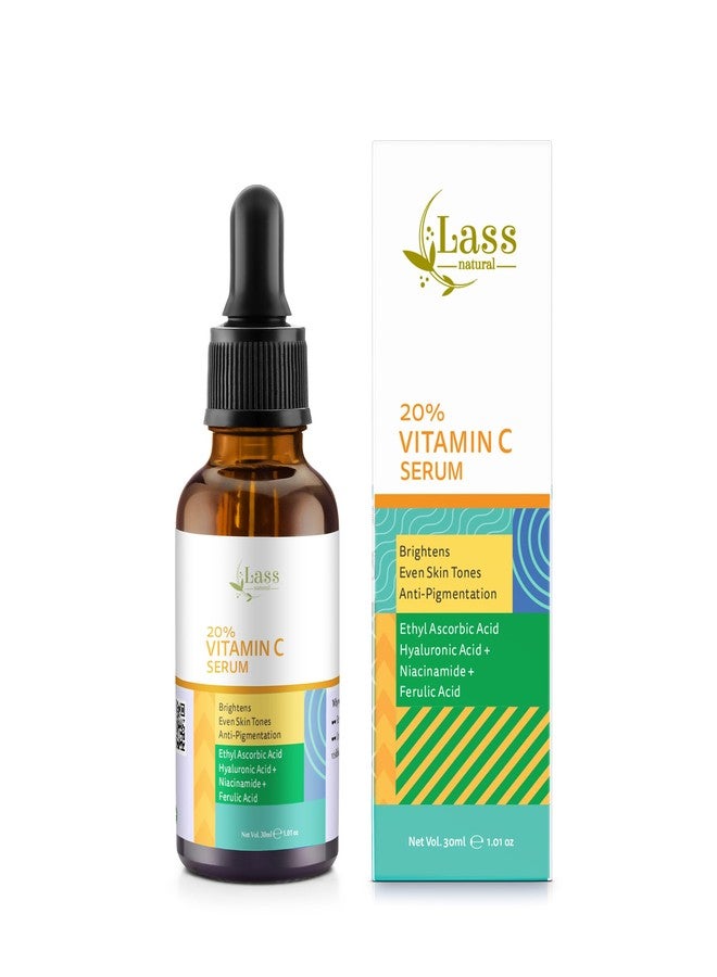 Lass Natural 20% Vitamin C Skin Care Serum | Dark Spots | Reduces Pigmentation | Boosts Collagen | Brightening and Nourishing Skin | Suitable For All Skin Types | 30ml - Image 1