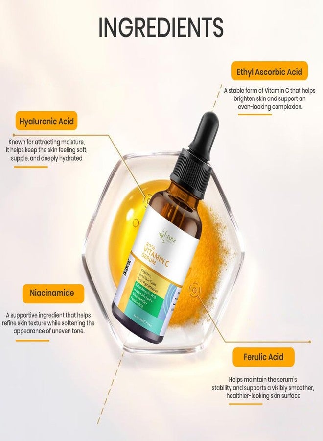 Lass Natural 20% Vitamin C Skin Care Serum | Dark Spots | Reduces Pigmentation | Boosts Collagen | Brightening and Nourishing Skin | Suitable For All Skin Types | 30ml - Image 4