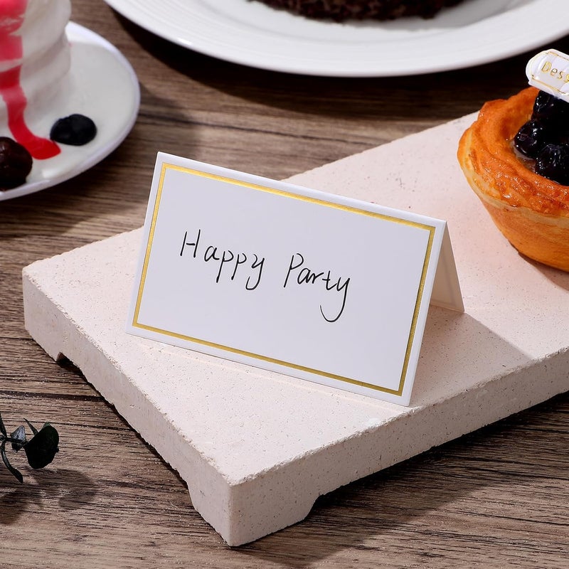 Uonlytech 120pcs Double-sided Gold Foil Place Cards, Premium Cardstock Table Name Tents for Wedding, Banquets, and Restaurant Seating Arrangements - Image 4