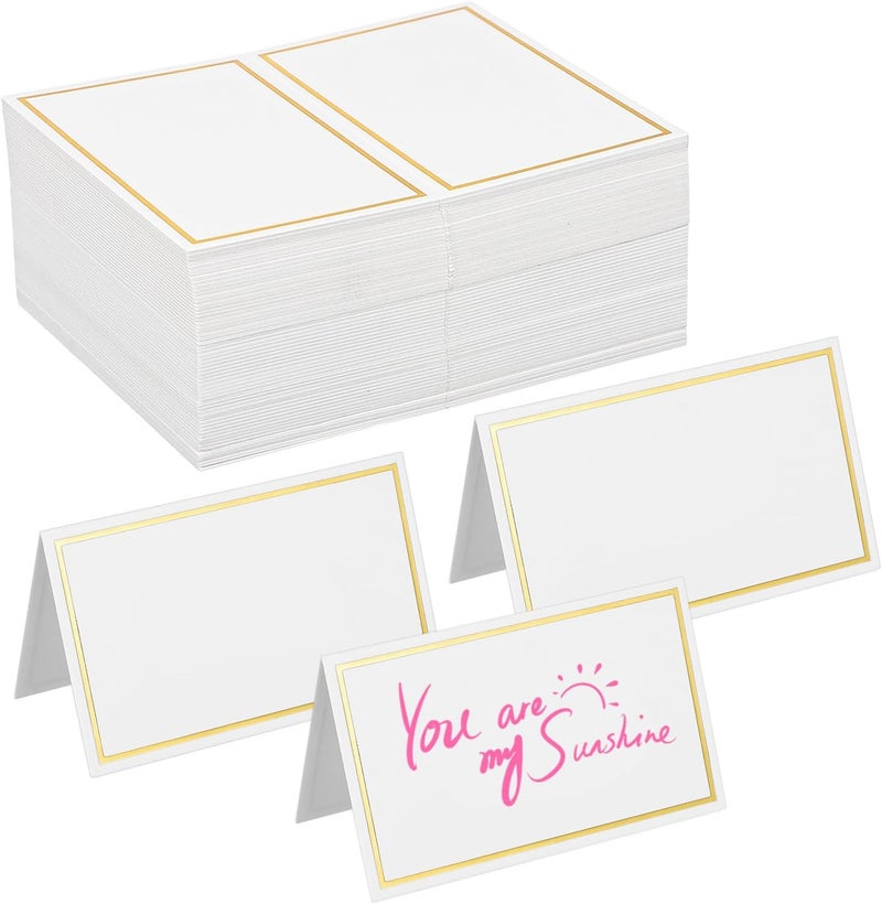 Uonlytech 120pcs Double-sided Gold Foil Place Cards, Premium Cardstock Table Name Tents for Wedding, Banquets, and Restaurant Seating Arrangements - Image 1