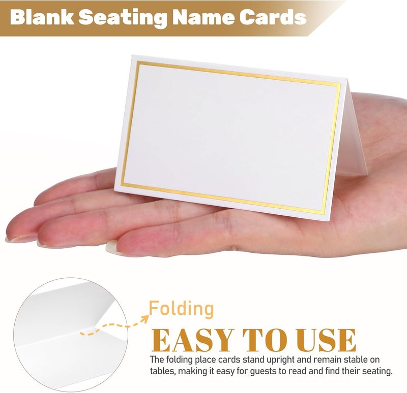 Uonlytech 120pcs Double-sided Gold Foil Place Cards, Premium Cardstock Table Name Tents for Wedding, Banquets, and Restaurant Seating Arrangements - Image 3