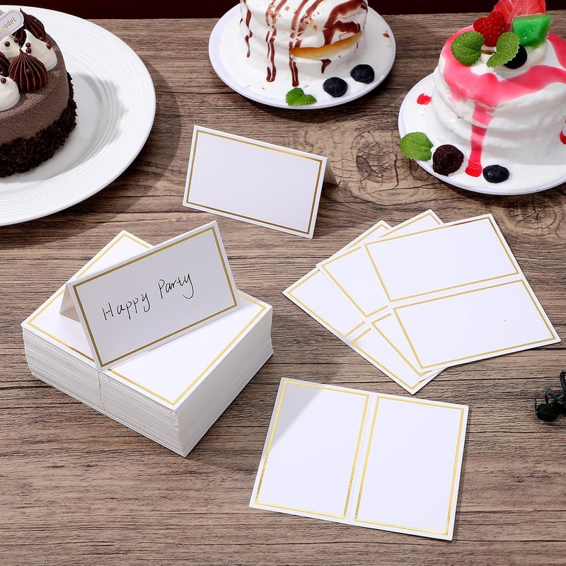 Uonlytech 120pcs Double-sided Gold Foil Place Cards, Premium Cardstock Table Name Tents for Wedding, Banquets, and Restaurant Seating Arrangements - Image 5