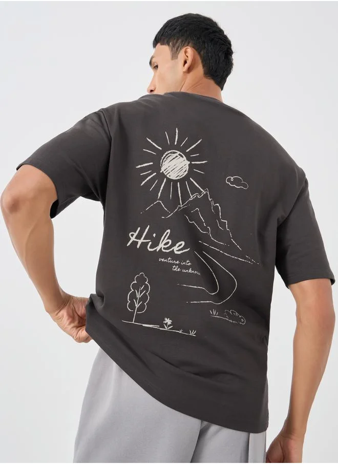 ستايلي Styli Graphic Print Round Neck Oversized T-Shirt