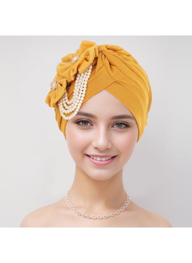 Women's Flower Pearl Accessories Elegant Fashion Muslim Islamic Arab Hijab Undercap Elastic Turban Hat Headscarf Hat Ramadan Gift Holiday Gift Box - Ginger Yellow - pzsku/ZE450CD89FC7442438378Z/45/_/1736305981/9d86e20a-358f-4c17-848e-1e727a04b097