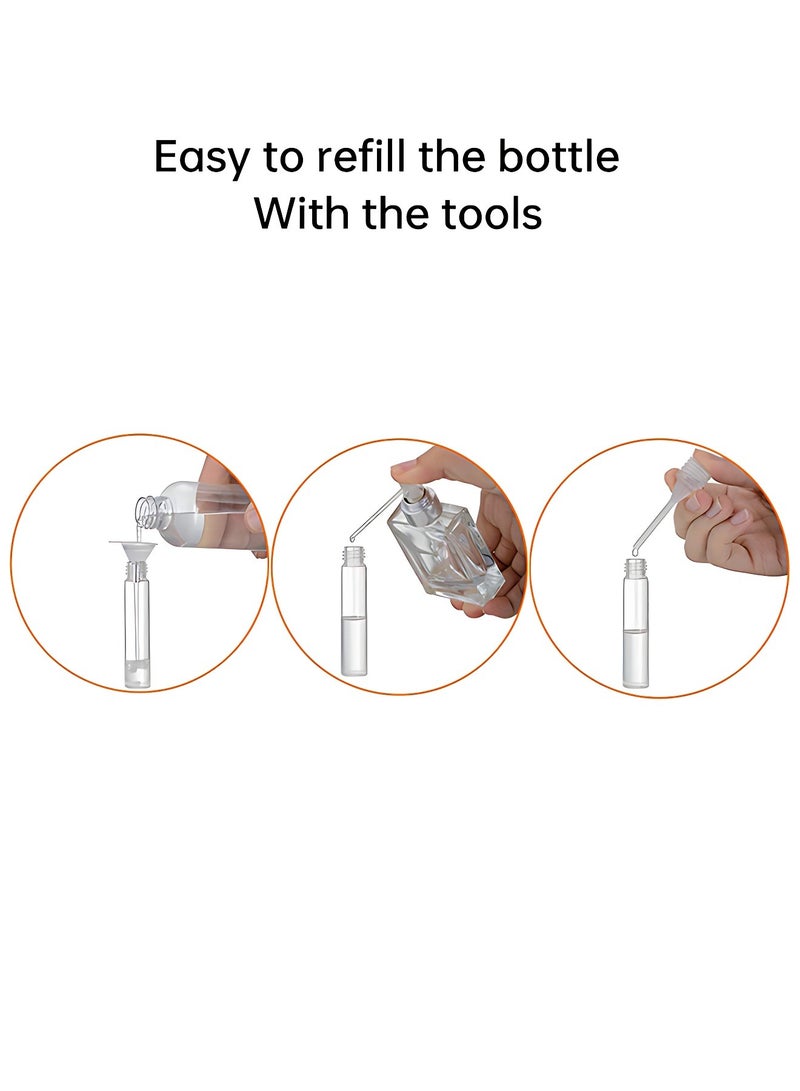 أوجا زجاجات عطر فارغة قابلة لإعادة الملء (2 قطعة - سعة 10 مل) - رذاذ عطر مقاوم للتسرب - جلد فاخر - زجاجات عطر للسفر والخروج مع أدوات إعادة الملء (أبيض وأسود) - Image 5