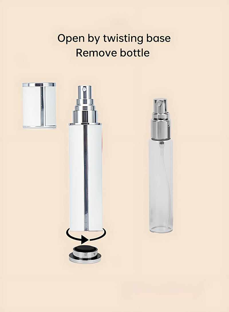 أوجا زجاجات عطر فارغة قابلة لإعادة الملء (2 قطعة - سعة 10 مل) - رذاذ عطر مقاوم للتسرب - جلد فاخر - زجاجات عطر للسفر والخروج مع أدوات إعادة الملء (أبيض وأسود) - Image 3