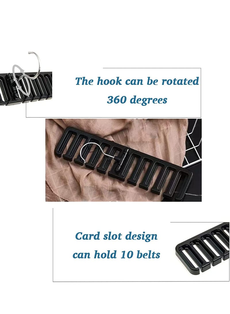 MIXDE Belt Rack, 2 Pack Sturdy Plastic Tie Rack, Multifuction Rotating Ties Scarf Hanger, Belt Holder Securely up to 10 Belts, Belt Hanger Organizer for Men Women - Image 2