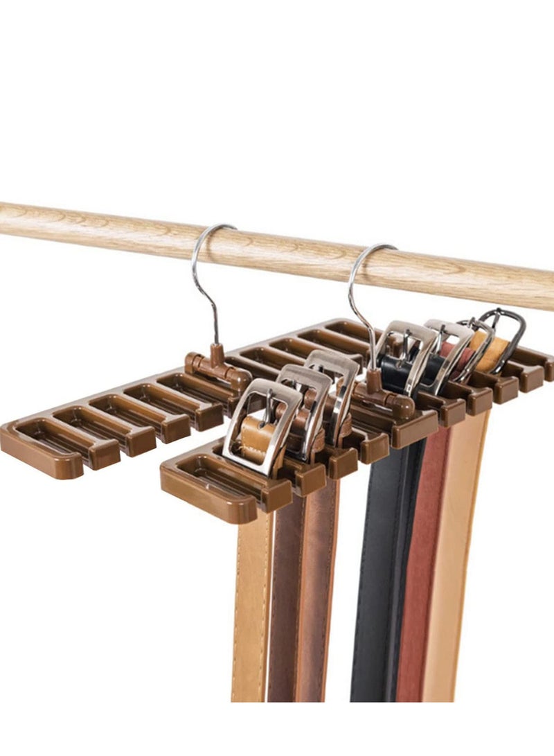 MIXDE Belt Rack, 2 Pack Sturdy Plastic Tie Rack, Multifuction Rotating Ties Scarf Hanger, Belt Holder Securely up to 10 Belts, Belt Hanger Organizer for Men Women - Image 1