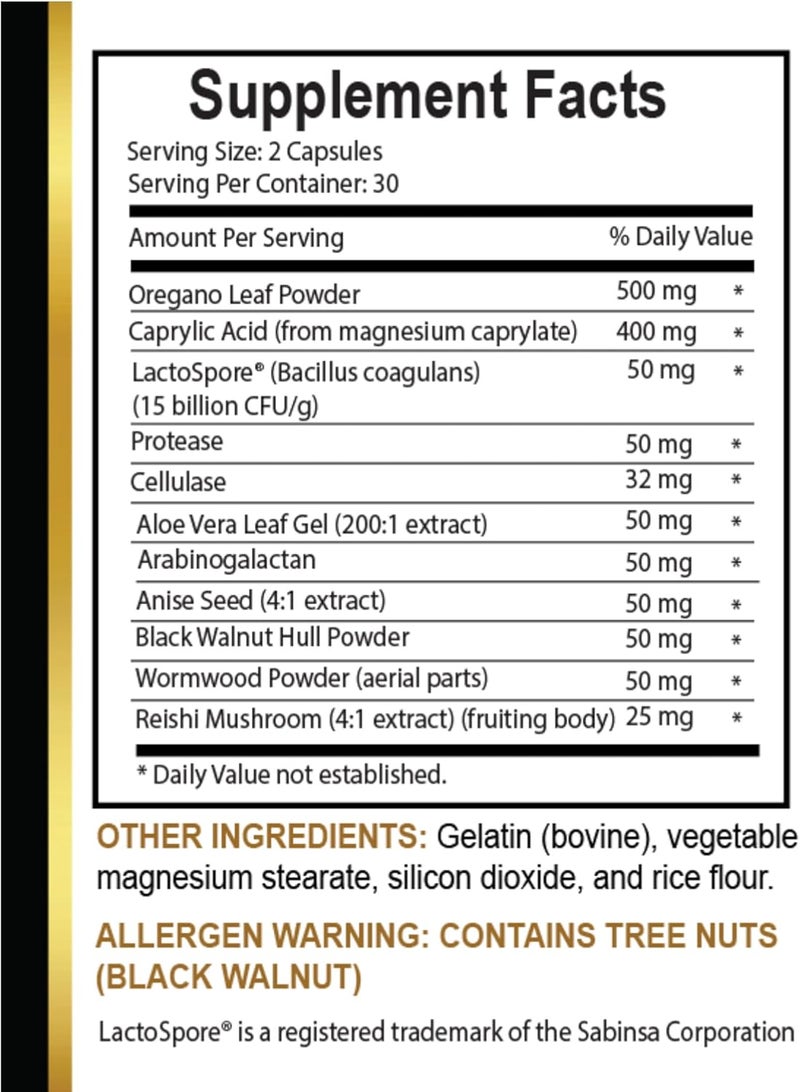 Candida PRO  Black Walnut Wormwood probiotics Digestive Health Supports Detoxification for Natural Candida Cleanse  1 Bottle - Image 2