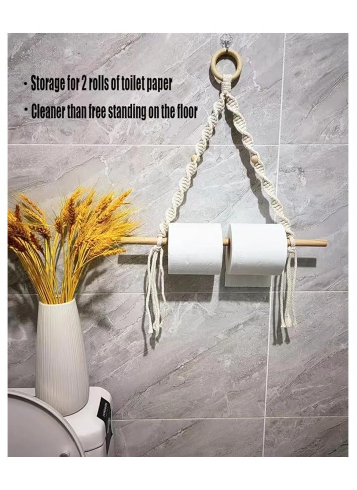 Generic - Boho Macrame Paper Towel Holder – Handmade Hanging Dispenser for Kitchen & Bathroom – Stylish & Space-Saving Farmhouse Décor - Image 1