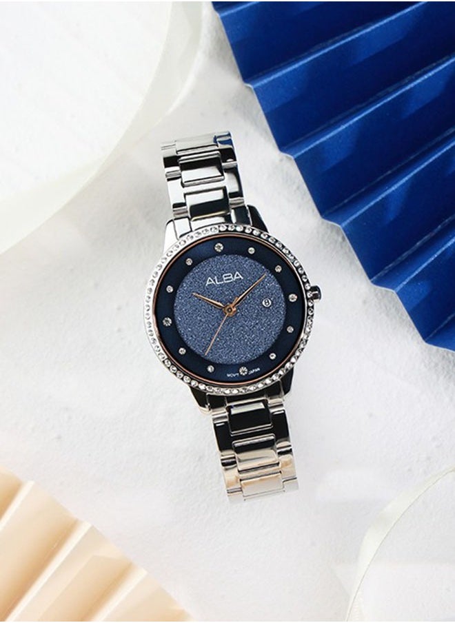 Alba - SEIKO ALBA series elegant classic new exquisite waterproof simple temperament watch quartz movement stainless steel strap Japanese and Korean watch women's watch blue dial AH7W29X1 - Image 1