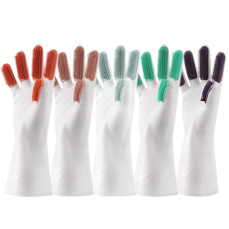 Thick Dishwashing Gloves for Women Short Finger Brush 