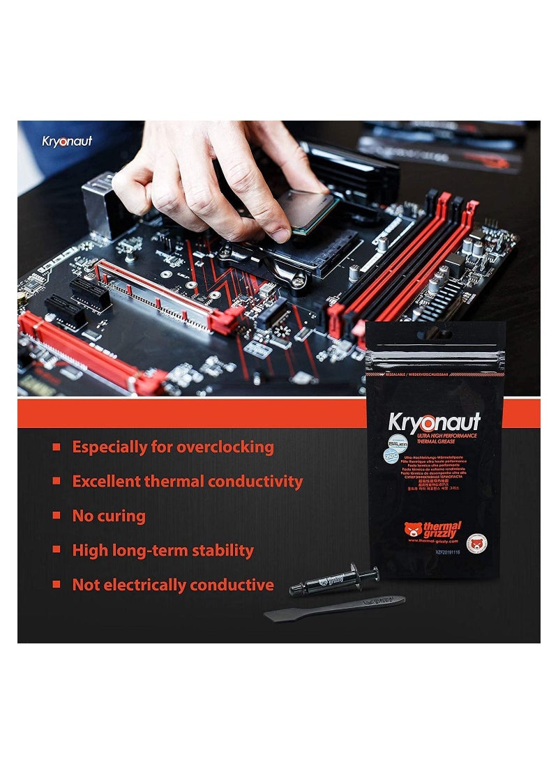 Thermal Grizzly - Kryonaut The High Performance Thermal Paste for Cooling All Processors, Graphics Cards and Heat Sinks in Computers and Consoles (1 Gram) - Image 1