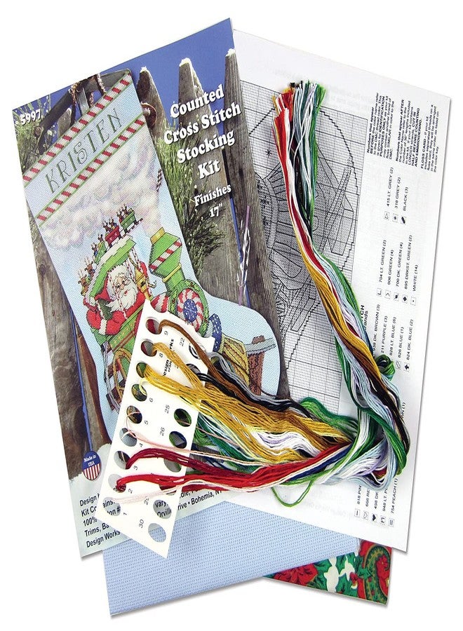 Tobin Santa's Train Cross Stitch Stocking Kit, 17" Long 14 Count - Image 3