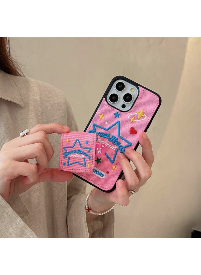 Generic - Retro Denim Y2K Millennium Wind Airpods 3 Generation Protective Cover For Apple Wireless Bluetooth Headset Pro2 Generation-color:Leather Flip Earphone Cover Rose Red Star Single Shell-Applicable Models:Universal For Airpods 3rd Generation/Pro - Image 1