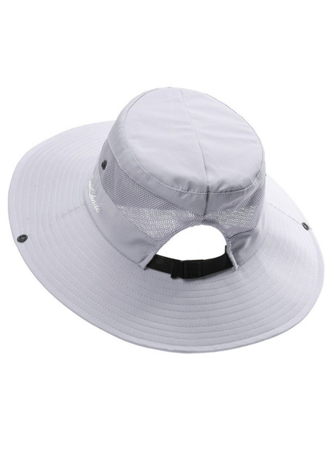 قبعة المشي لمسافات طويلة في الهواء الطلق قبعة التنزه في الهواء الطلق قبعة الشمس المظلة قبعة صياد قبعة التنزه الصيفية للنساء (رمادي فاتح) - Image 3