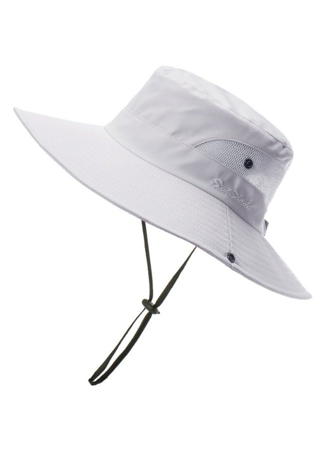 قبعة المشي لمسافات طويلة في الهواء الطلق قبعة التنزه في الهواء الطلق قبعة الشمس المظلة قبعة صياد قبعة التنزه الصيفية للنساء (رمادي فاتح) - Image 1