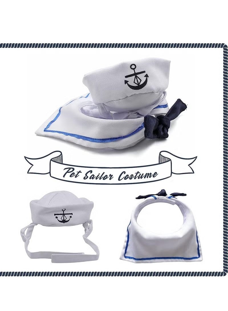 Loquat Pet Sailor Costume for Cats Small Dogs  Cat Sailor Hat with Tie Collar Doggy Navy Outfit Cosplay Apparel - Image 2