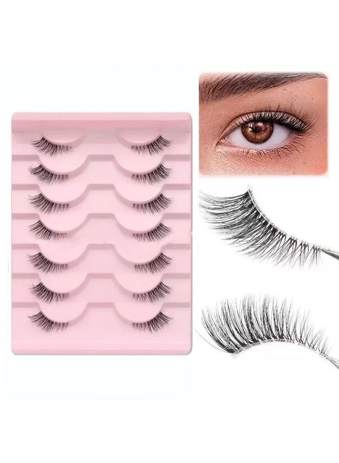 جلامكيت 7 أزواج من الرموش الطرفيه رموش مسحوبة لطرف العين بخط جفن شفاف مريح للاستخدام عدة مرات - Image 3