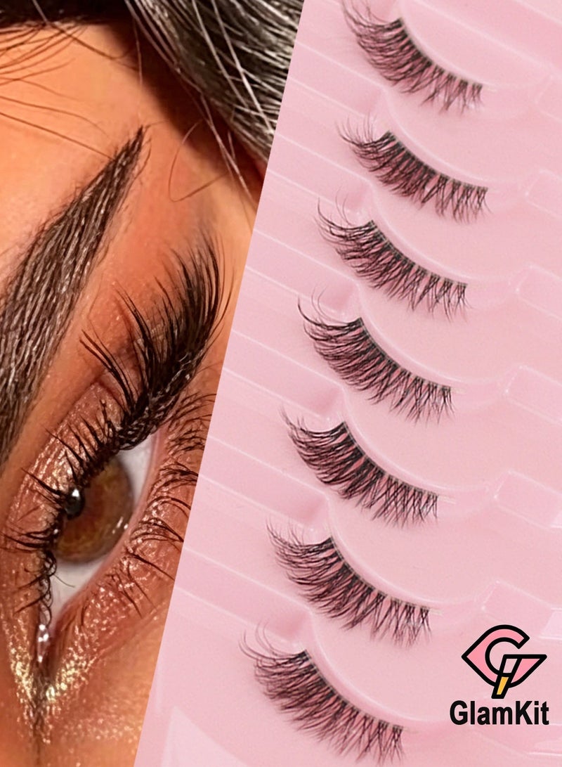 جلامكيت 7 أزواج من الرموش الطرفيه رموش مسحوبة لطرف العين بخط جفن شفاف مريح للاستخدام عدة مرات - Image 1