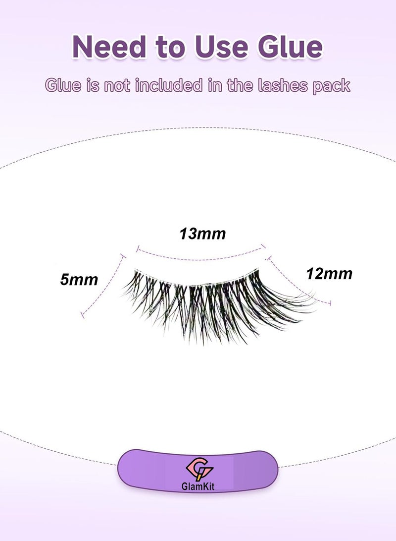 GlamKit 7 Pairs Half False Eyelashes, Natural Wispy 3D Faux Mink Lashes Kit, Reusable Fluffy Cat Eye Clear Band Light Volume Fake Lashes - Image 5