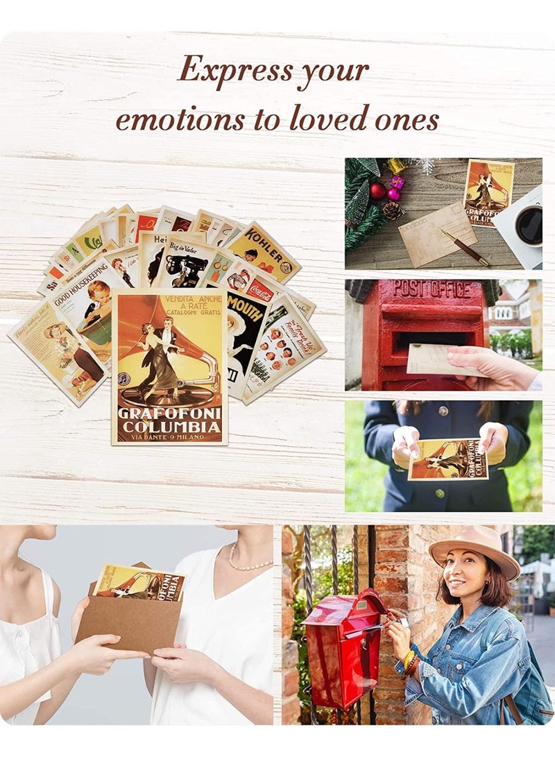 Peachjoy 32 PCS 1 Set Vintage Classic Postcards Greeting Cards, Retro Old Poster Souvenir Gifts for Worth Collecting - Image 4