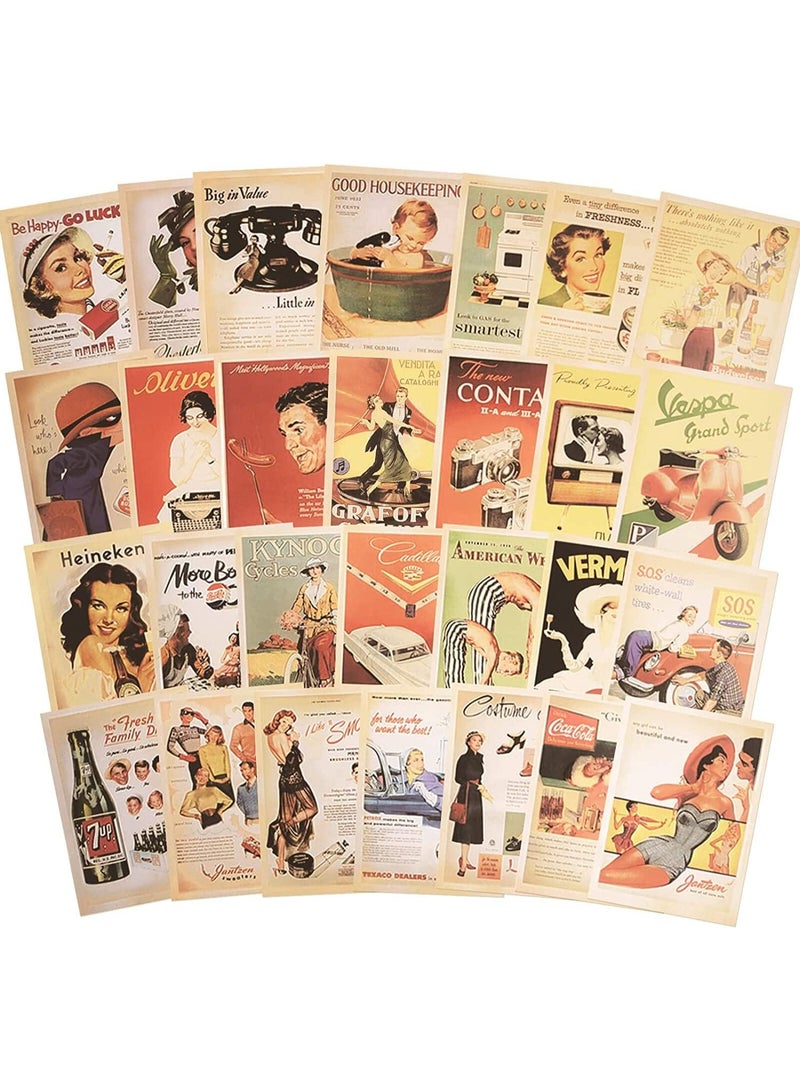 Peachjoy 32 PCS 1 Set Vintage Classic Postcards Greeting Cards, Retro Old Poster Souvenir Gifts for Worth Collecting - Image 1