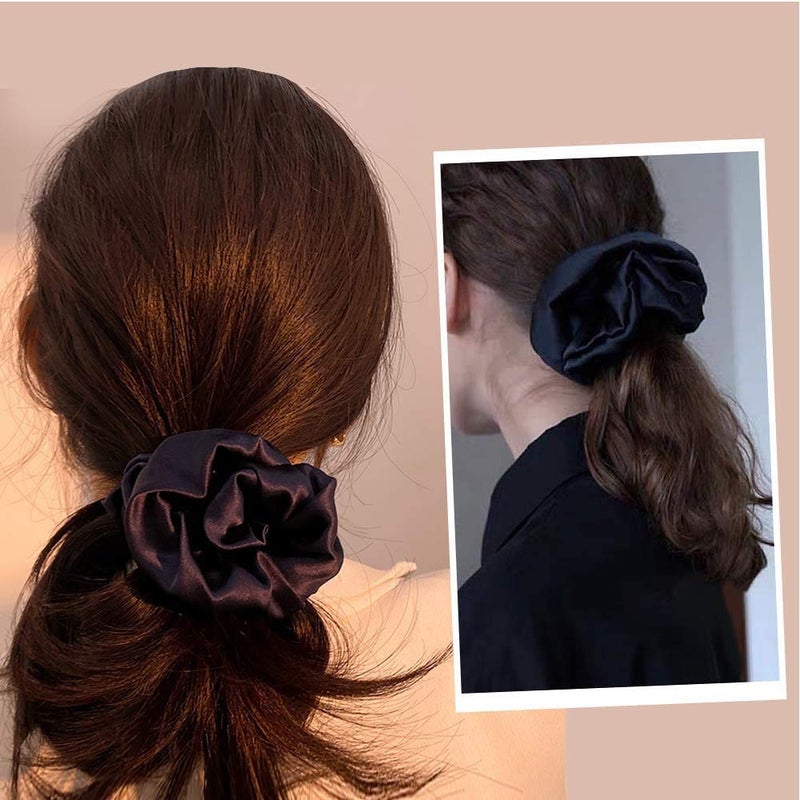 LILYSILK 4Pack Tan Charmeuse 100% Silk Scrunchies Set - Large & Skinny Elastic Hair Ties for Women & Girls - Image 3