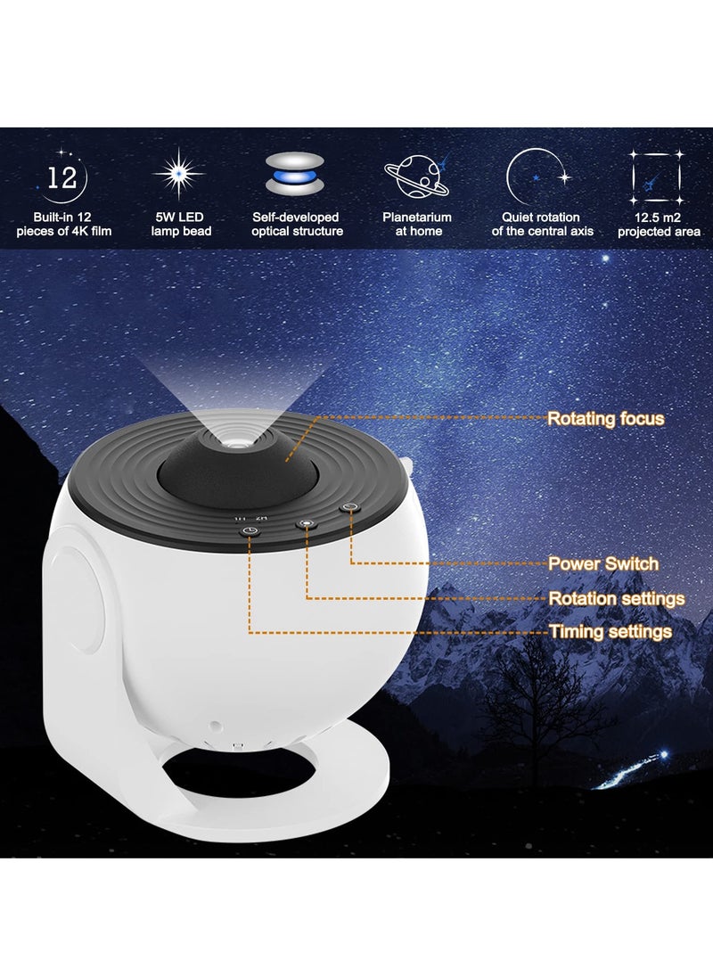 Joshberg - 12 in 1 Star Night Light Planetarium Projector 360 Degree Rotating Galaxy Projector with 12 Solar System Discs - Image 1