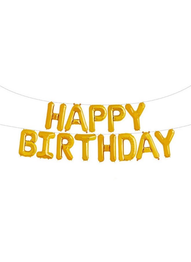 GOER GOER Gold Happy Birthday Balloons,16 Inch Foil Letter Balloons Banner for Birthday Party 