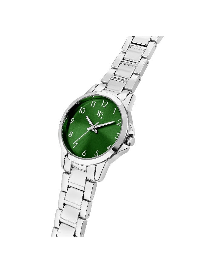 B&G Women's Green Round Analog Dial with Silver Alloy Band Watch - 28mm - R3853285505 - Image 2