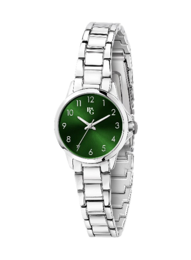 B&G Women's Green Round Analog Dial with Silver Alloy Band Watch - 28mm - R3853285505 - Image 1