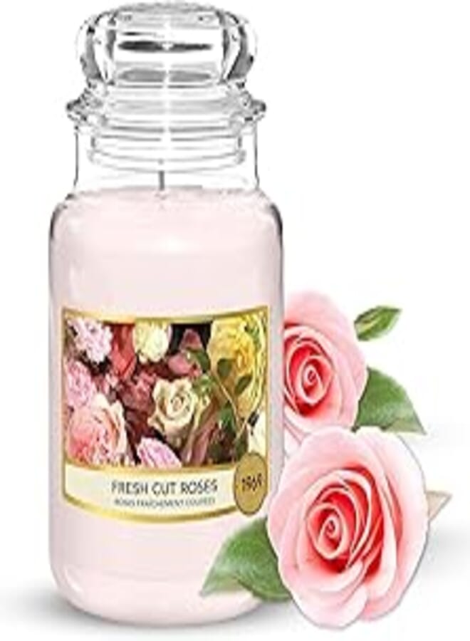 برطمان شمع معطر زجاج بغطاء زجاج سعه 85 جرام (ورد) 