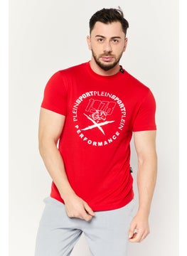 Plein Sport Men Sportswear Fit Short Sleeves Outdoor T-Shirt, Red  - Image 1
