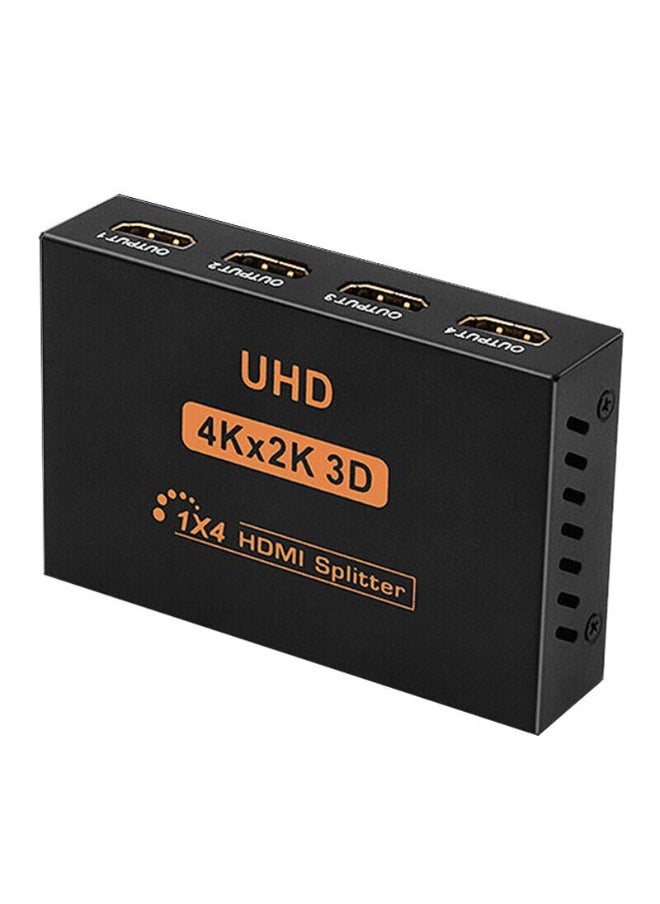 HDMI Splitter 1 In 4 Out – High-Quality 4K Ultra HD, 3D, 1080p, 2160p – Duplicates One Source to Four Displays Simultaneously