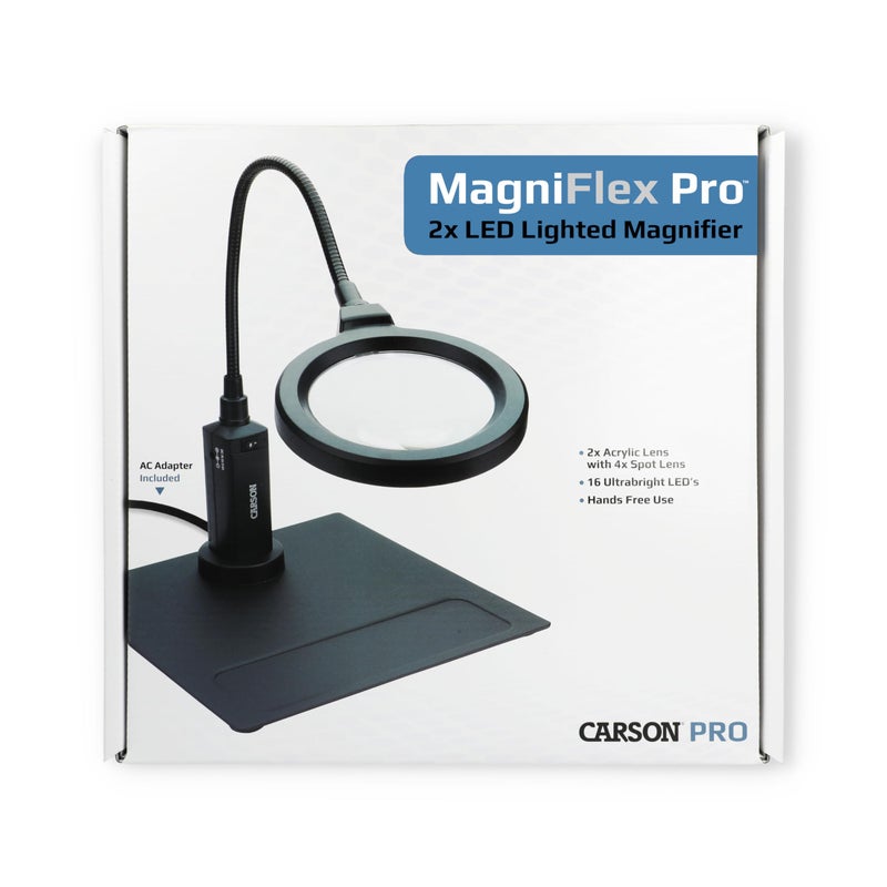 Carson MagniFlex Pro 2x LED Lighted Gooseneck Flexible Magnifier with 4x Spots Lens and Magnetic Base (CP-90) Black - Image 5