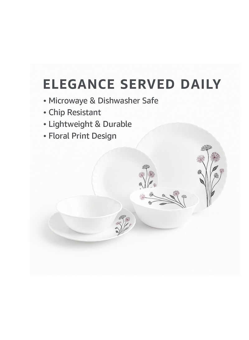 Royalford Opalware Dining Collection RF12685 Exquisite Floral Design 18-Piece Dinner Set - Image 3