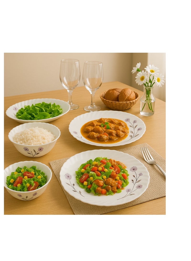 Royalford Opalware Dining Collection RF12685 Exquisite Floral Design 18-Piece Dinner Set - Image 4