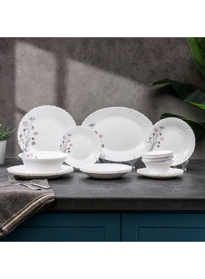 Royalford 18 Pieces Opalware Dinner Set- RF12685|  Includes Oval Plate, Flat and Soup Plates and Bowls  Dishwasher-Safe, Freezer and Microwave Safe| Chip-Resistant and Food-Grade| - Image 1