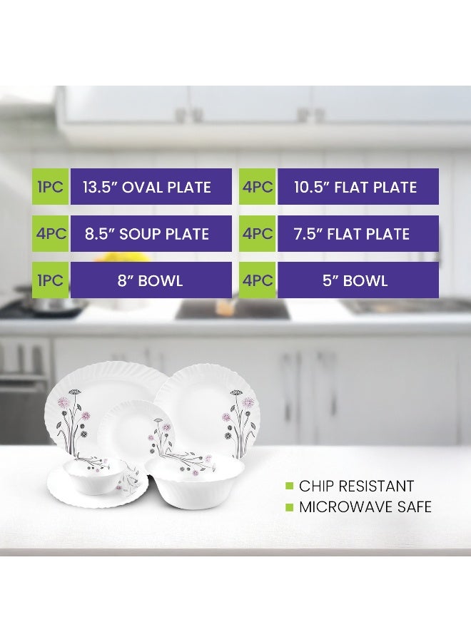 Royalford 18 Pieces Opalware Dinner Set- RF12685|  Includes Oval Plate, Flat and Soup Plates and Bowls  Dishwasher-Safe, Freezer and Microwave Safe| Chip-Resistant and Food-Grade| - Image 4
