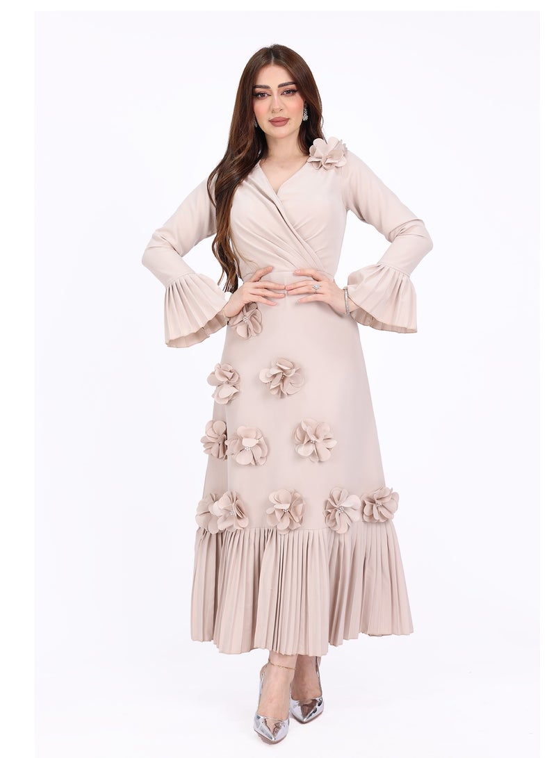 Modern Design A luxurious rose dress for occasions with an elegant design for an exceptional lookShine with the most beautiful looks with this dress specially designed to give you a charming presence at every occasion - Image 1