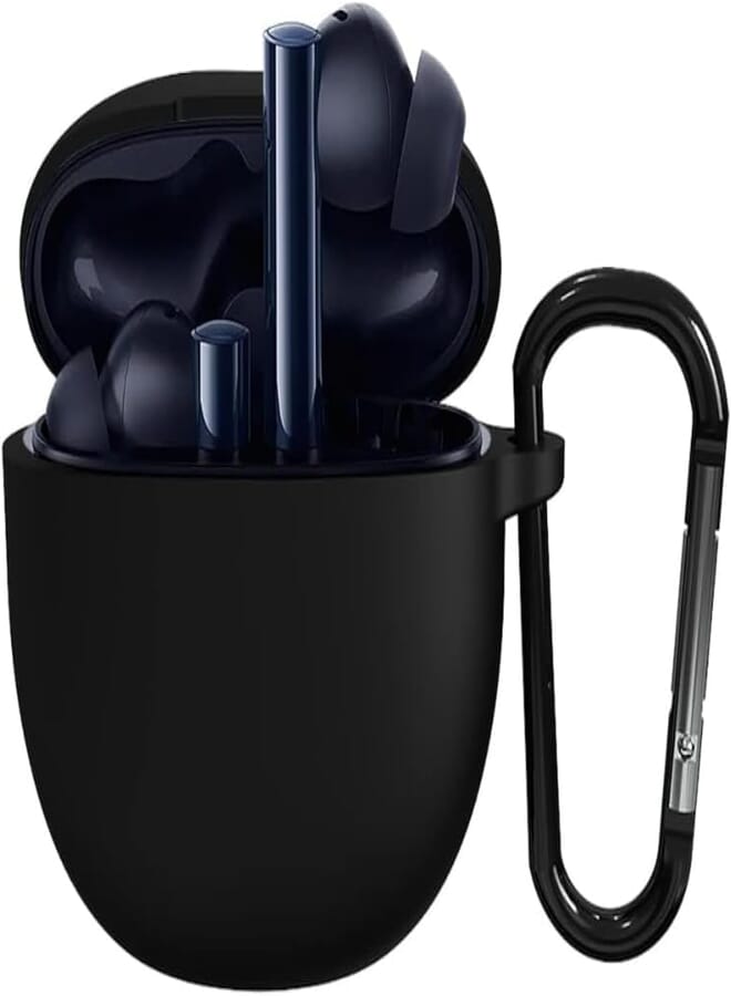 Next Store Silicone Material Case Compatible with Realme Buds Air 2 - Soft Silicone Protective Cover for Headphones with Hanging Hole (Black)