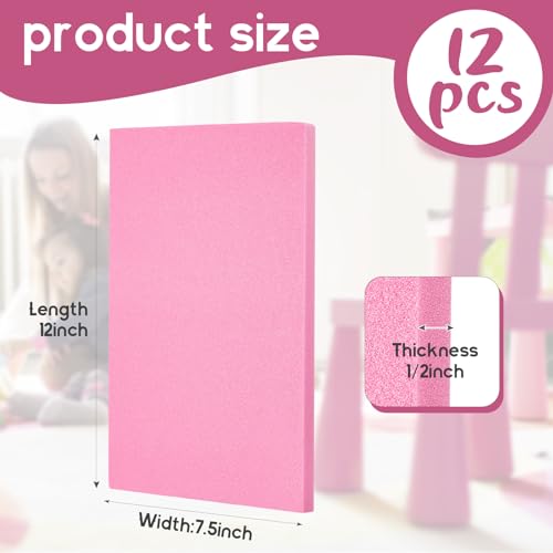 Frienda 12 Pcs Foam Board Bulk 12" x 7.5" x 1/2" Xps Foam Sheet Panel for DIY Crafts Sculpture Modeling Floral Arrangements School Home Office Art(Pink) - Image 2