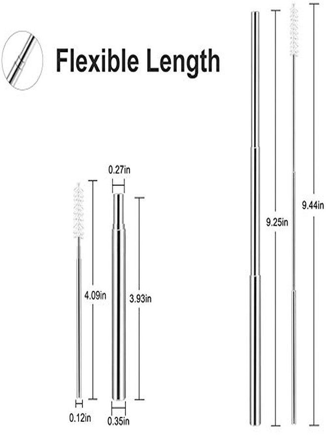 Iktu Telescopic Reusable Straws, Portable Stainless Steel Drinking Straw with Cleaning Brush and Storage Case, Folding Metal Straw for Travel, Home and Office (Silver - Image 2