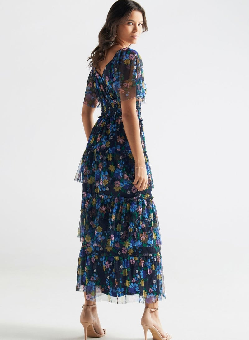 فاف فستان بكشكشة مزين بطبعة زهور - Image 2