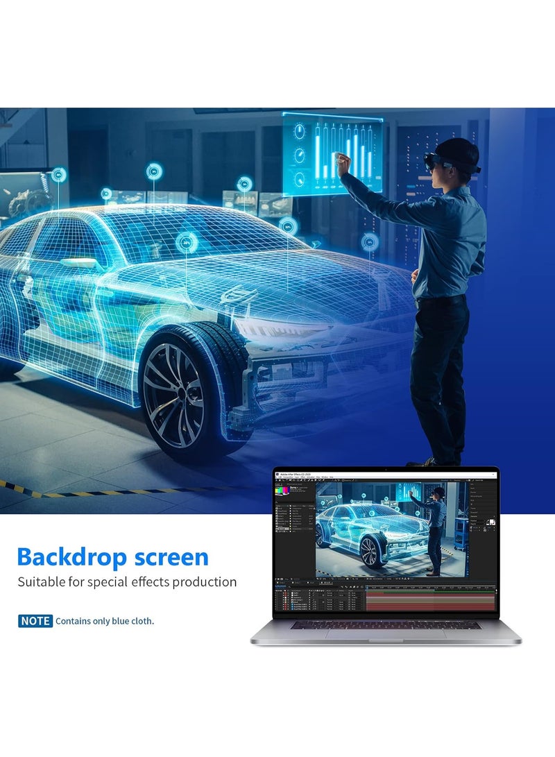 Neewer 1,8 x 2,8 Metros Fondo de Telón Plegable de Muselina Pura 100% Foto EStudio Azul - Image 4