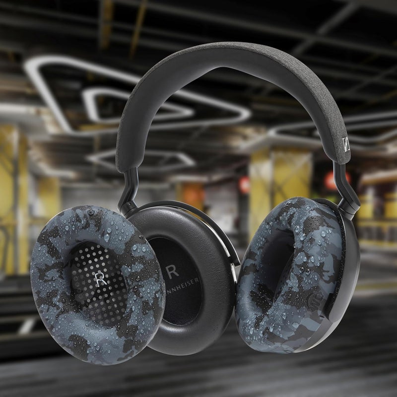 WC SweatZ Momentum 4 & 5 Patented Earpads for Sennheiser Momentum 4 & 5 Wireless Over-Ear Headphones by Wicked Cushions | Sweat Resistant and Easily Washable | Black Camo - Image 4