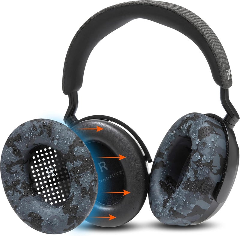WC SweatZ Momentum 4 & 5 Patented Earpads for Sennheiser Momentum 4 & 5 Wireless Over-Ear Headphones by Wicked Cushions | Sweat Resistant and Easily Washable | Black Camo - Image 1